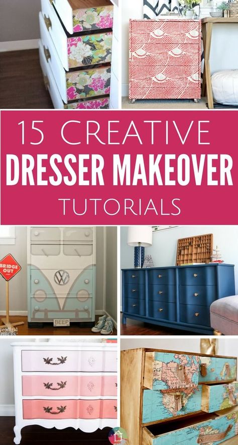 Have an old dresser laying around? These DIY dresser projects will inspire you to tackle a dresser makeover ASAP. Dresser Projects, Dresser Makeover Diy, Dresser Makeover Ideas, Dresser Makeovers, Dresser Redo, Diy Dresser Makeover, Dresser Ideas, Dressers Makeover, Furniture Flips