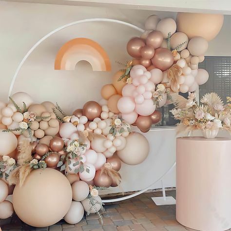 Pink Balloon Garland, Rainbow Balloon Arch, Blush Balloons, Balloons Arch, Blowing Up Balloons, Balloon Garland Diy, Orange Balloons, Pastel Balloons, Metallic Balloons