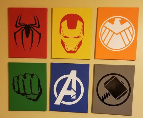 Thor Canvas Painting, Avengers Art Painting, Avengers Painting Ideas, Marvel Canvas Painting, Marvel Painting Ideas On Canvas, Avengers Canvas Painting, Superhero Canvas Painting, Boys Superhero Bedroom, Iron Man Painting