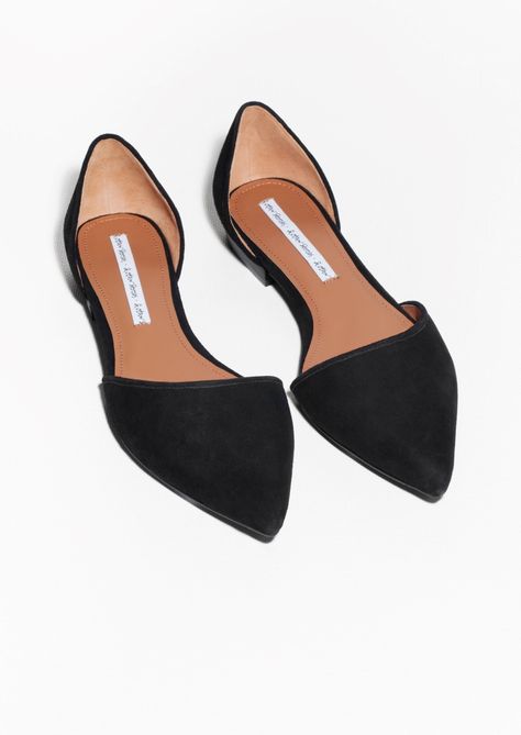 & Other Stories | Pointy Suede Flats Dk Shoes, Work Flats Shoes, Total Girl, Black Oxford Shoes, Pointy Flats, Basic Wardrobe, Black Flats Shoes, Pointed Flats, Clothing Online Shop