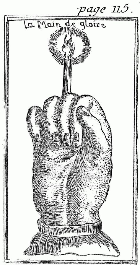 Dark Folklore: The Hand of Glory in Folk Magic  From 'Les Secrets Merveilleux du Petit Albert' from 1782 Hand Of Glory, Render People, Folk Magic, The Hanged Man, Aleister Crowley, Book Projects, Interesting Articles, The Hand, Halloween Horror