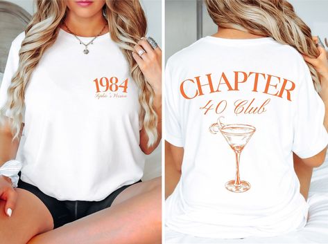 Celebrate her milestone with our Classic 1984 Shirt for Women, a perfect personalized 40th birthday gift. This vintage 40th birthday year number t-shirt is a stylish and thoughtful anniversary gift for your girlfriend. Make her feel special and nostalgic with this unique and timeless piece, perfect for commemorating 40 wonderful years. ♥ PRODUCTION TIME: 1-5 days (Usually 2-3 days) ♥ SHIPPING TIME: 2-5 days (Usually 3 days) ♥ PRODUCT DESCRIPTION: Bella Canvas Unisex T-shirt Super soft cotton and 40th Birthday Women Outfit, 40th Birthday Tshirts Woman, 50th Birthday Tshirt Ideas For Women, Funny 40th Birthday Ideas, 40th Birthday Themes For Women, 40th Birthday Outfits For Women, 40th Birthday Shirts Women, Vintage 40th Birthday, 40th Birthday Themes