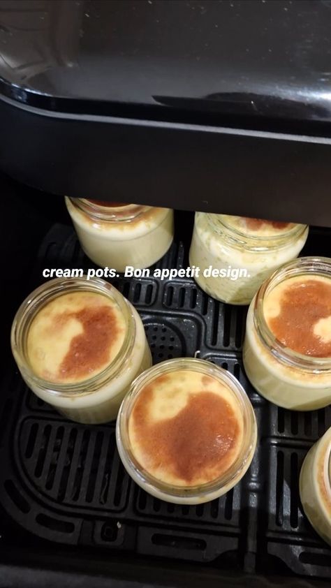 Anne-Claude Doulcet Mills 👩‍🍳 | Air fryer egg custard pots In a bowl whisk 6 eggs with 90g sugar and 1tsp vanilla essence. Slowly whisk in 1l steaming hot milk then pour... | Instagram Egg Custard, Vanilla Essence, Air Fryer Recipes, A Bowl, Custard, Bon Appetit, Air Fryer, Oven, Vanilla