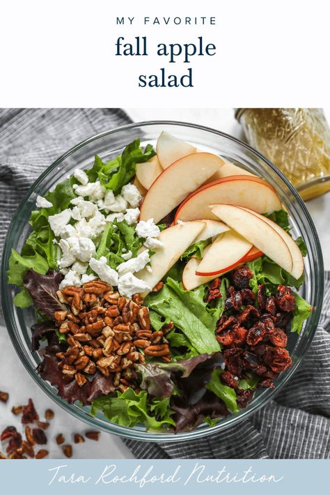 Fall Apple Salad - Tara Rochford Apple Goat Cheese Salad, Fall Apple Salad, Apple Goat Cheese, Homemade Pumpkin Spice Latte, Apple Salad Recipes, Cranberry Cheese, Homemade Pumpkin Puree, Apple Salad, Crunchy Pecans