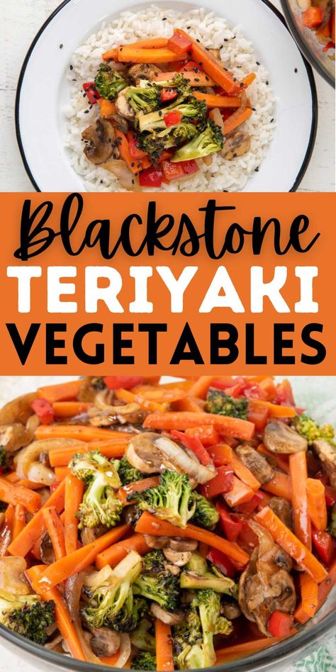 Blackstone Teriyaki Vegetables - grillonadime.com Stir Fry Vegetables Recipe, Teriyaki Vegetables, Veggie Stir Fry Recipes, Stir Fry Vegetables, Vegetable Stir Fry Recipe, Teriyaki Stir Fry, Vegetarian Stir Fry, Teriyaki Chicken And Rice, Easy Stir Fry Recipes