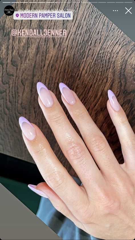 Soft French Tip Nails, Lilac French Tip Nails, Round French Tip Nails, Nail Ideas Fall, Nail Designs Fall, Euphoria Nails, Lilac Nails, Simple Acrylic Nails, Classy Acrylic Nails