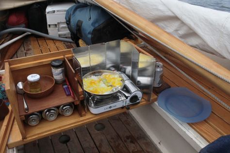 Bainbridge Island - Small Boats Magazine Boat Camping, Boat Galley, Water Under The Bridge, Chuck Box, Small Sailboats, Under The Bridge, Bainbridge Island, Camp Kitchen, Puget Sound