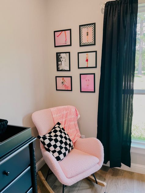 Barbie Theme Nursery, Elvis Themed Nursery, Barbie Themed Nursery, Hot Pink Nursery Ideas, Barbie Nursery Theme, Hot Pink Nursery, Barbie Themed Room, Barbie Girls Room, Barbie Nursery