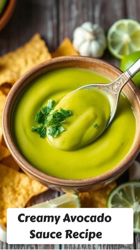 Whip up this creamy avocado sauce with ripe avocados, sour cream, and fresh herbs! Perfect for dipping or drizzling, it’s a vibrant addition to any meal! Poached Fish Recipes, Avocado Sauce Recipe, Creamy Avocado Sauce, Avocado Sauce, Vegetarian Salads, Grilled Meats, Dipping Sauces, Happy Cooking, Quick Easy Recipes