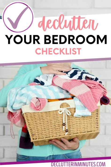 How To Declutter Your Bedroom Checklist, Bedroom Declutter Checklist, Declutter Bedroom Checklist, How To Declutter Your Bedroom, Bedroom Cleaning Checklist, Bedroom Declutter, Bedroom Checklist, Rectangle Bedroom, Easy Home Organization