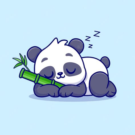 Cute Panda With Bamboo Drawing, Cute Panda Cartoon Drawings, Cute Animal Illustration Art, Sleeping Panda Wallpaper, Cartoon Art Cute Animal, Panda Illustration Cute, Cute Panda Cartoon Kawaii, Panda Cute Aesthetic, Panda Sleeping Cartoon