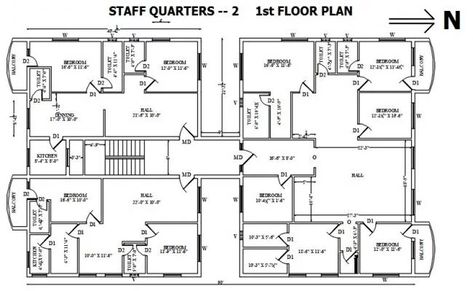 Staff house Staff Quarters Floor Plan, Staff Quarters, Hill Villa, Drawing Block, Cafe Interior Design, Autocad Drawing, House Floor, Furniture Layout, Cafe Interior