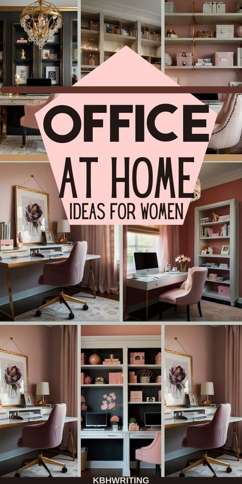 Explore these small office ideas perfect for women working from home! These spaces are designed to maximize efficiency in compact areas while reflecting feminine aesthetics. From minimalist setups to cozy corners filled with personal touches, find inspiration to create a functional and stylish workspace that motivates and inspires you every day. #homeoffice #officeinterior #office Small Office Ideas Business Decor Work Spaces Interior Design, Female Office Ideas, Female Home Office, Feminine Home Office Classy, House Office Design, Small Home Office Design Ideas, Work From Home Office Setup, Small Home Office Ideas For Women, Small Office Ideas