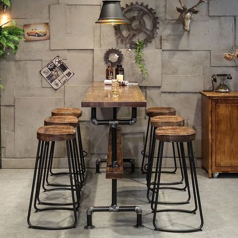 Industrial Pub Table, Pub Table Sets, Metal Table Base, Industrial Bar, Pine Table, Bar Height Table, Industrial Wood, Height Table, Table Haute