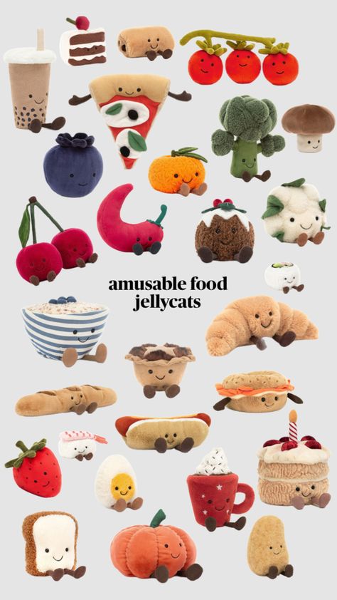 Jellycat amusable food Cute Christmas Ideas, 17th Birthday Gifts, My Christmas Wish List, Homemade Cookbook, Jellycat Stuffed Animals, Jelly Cat, Fan Girling, Creative Gift Ideas, Cozy Room Decor