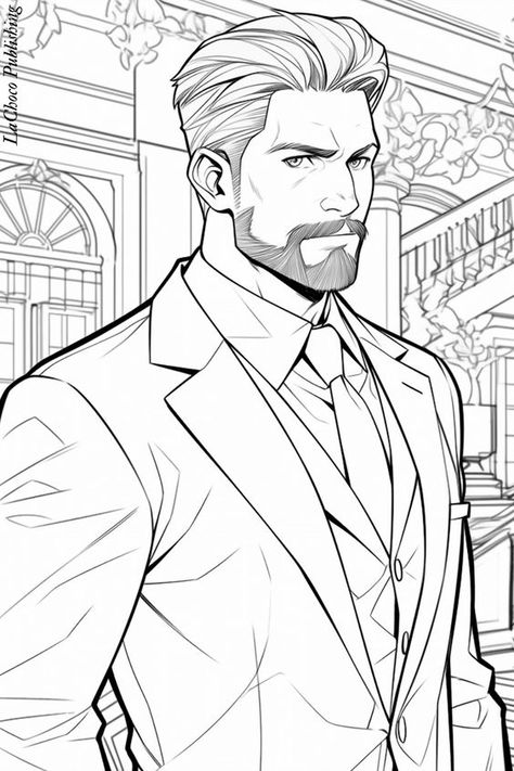 Anime: Men in Suits: Coloring Book for Adults- coloring page Coloring pages #coloringpages Coloring page #coloringpage Adult Coloring pages #adultcoloringpages Coloring pages adult #coloringpagesadult Coloring books #coloringbooks 6.118 Anime Men In Suits, Kdp Books, Suit Drawing, Men In Suits, Monster Truck Coloring Pages, Manga Coloring Book, Coloring Books For Adults, Outfit Elegant, Grayscale Image