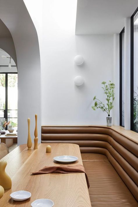 Toxteth Terrace | ZETR Modern Banquette, Interlock Design, Booth Seat, Banquette Dining, Dining Room Bench Seating, Built In Banquette, Kitchen Banquette, Seating Ideas, Modern Renovation