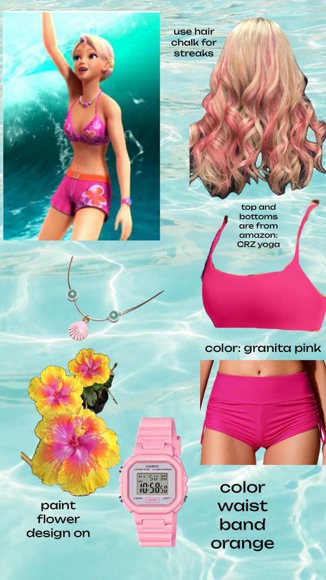 merliah summers halloween costume *requires diy* Halloween Costume Shuffles, Surfer Barbie Costume, Merliah Summers Outfit, Beach Barbie Costume, Barbie Movie Halloween Costume, Surfer Halloween Costume, Barbie Merliah, Teen Beach Movie Costumes, Merliah Summers