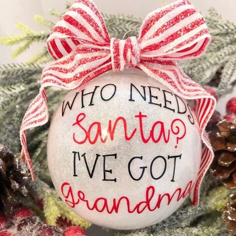 Grandpa Ornament Diy Christmas, Diy Christmas Gifts For Grandma, Grandma Diy, Grandpa Ornament, Grandma Ornament, Grandmas Christmas, Christmas Gifts For Grandma, Ornament Ideas, Glitter Ornaments