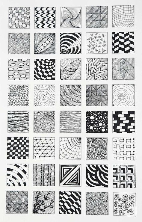 Pattern Collection Zentangle, Zen Doodle Patterns Easy, Ink Exercises, Zentangle Art Beginners, Easy Zentangle Patterns For Beginners, Zendoodle Patterns, Zentangles Patterns, Quilt Doodle, Zentangle For Beginners