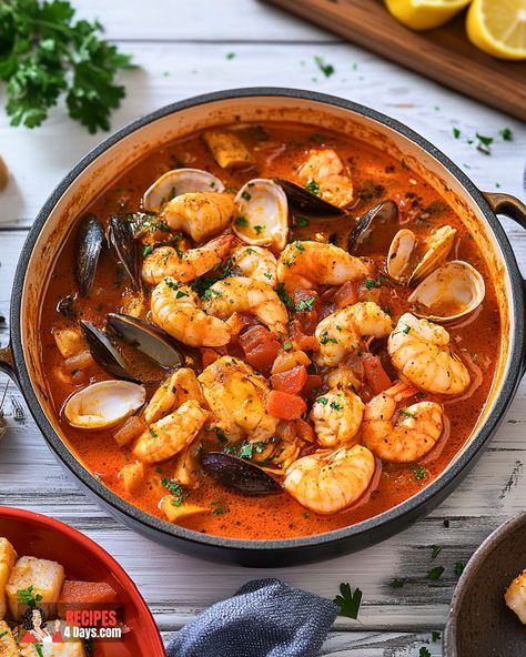 Savor the taste of the sea with our One Pot Spicy Seafood Stew. A delightful mix of seafood in a rich, spicy broth. Get the recipe now! Korean Seafood Stew, Spicy Seafood Stew, One Pot Seafood Recipes, Mix Seafood Recipe, Seafood Mix Recipes, Seafood Pictures, Seafood Aesthetic, Seafood Hot Pot, Beach With Family