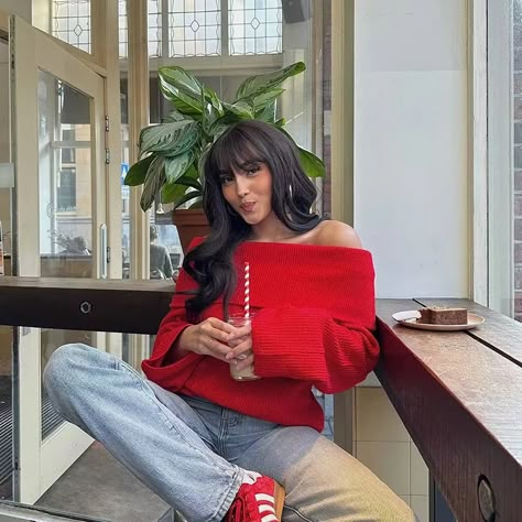 Oversized red sweater