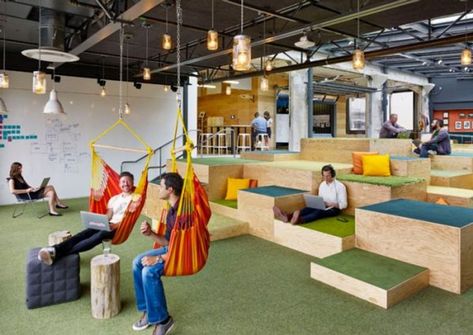 Office Slides? A Draft Beer Bar? Check Out These 6 Innovative (and Fun) Workspaces Draft Beer Bar, Google Office, Innovative Office, Office Space Design, Modern Office Design, Open Office, Cool Office, Office Workspace, Library Design