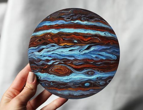 Jupiter Planet Original Art Jupiter Oil Painting Space Solar | Etsy Planet Painting Aesthetic, Round Canvas Inspiration, Planet Painting Circle Canvas, Jupiter Painting Acrylic, Planet Oil Painting, Jupiter Planet Painting, Canvas Painting Ideas For Birthday Gift, Space Oil Painting, Circular Painting Ideas