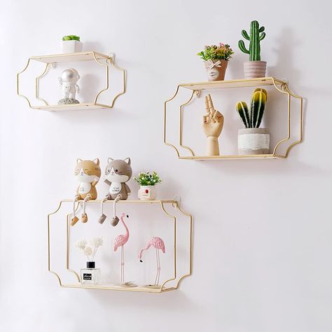 PRICES MAY VARY. Material - Metal Wire and Wood Set of 3 Geometric Floating Shelf. The Size:Large (12.4 x 9.8 x 3.9 inches), Medium (10.4 x 7.8 x 3.9 inches), Small (8.4 x 5.9 x 3.9 inches).It Designed Of Durable Metal Wire and Wood. Perfect To Display Your Favorite Collectibles, Ornaments, Crafts, Photos, Plants or To Add Some Additional Shelving Space. An Ideal Wall Decoration for Your Living Room, Bedroom, Kitchen Dining Room, Apartment, Dorm Roomor Office. Easy To Mount! Free Design for You Shelves Wall Decor, Floating Shelves Wall, Shelves Wall, Space Storage, Metal Wire, Floating Shelves, Floating, Shelves, Wall Decor