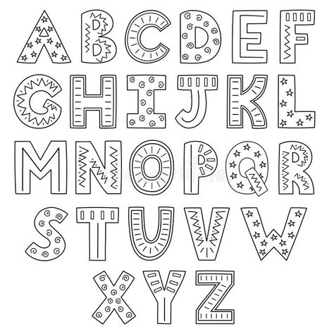 Alphabet Drawing Letters, Alphabet Outline, Alfabet Font, Coloring Letters, Alphabet Drawing, Doodle Art Letters, Doodle Alphabet, Alfabet Letters, Alphabet Images