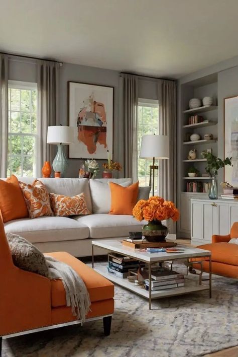 Colorful Living Room Bright, Renovation Living Room, Paint Colors 2024, Formal Lounge, Modern Paint Colors, Girly Apartment Decor, Living Room Orange, Bright Living Room, Orange Decor