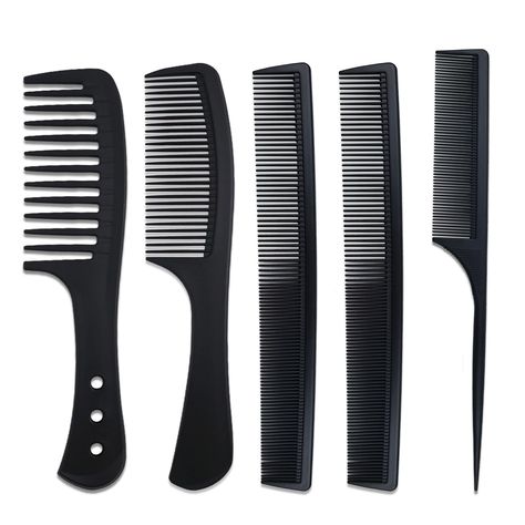 PRICES MAY VARY. The professional comb set - You will receive 5 pieces black combs, including four different styles, Wide Tooth Comb, Handle Styling comb, Heavy Dresser Comb, All-fine Professional Tail comb, making it the perfect set for all your hair grooming needs. High Quality Carbon Fiber Material - Our hair combs are made of carbon fiber, anti-static, heat-resistant, and not easily broken. You can use it for longer without compromising quality. Painless and scalp - stimulating design - When Rat Tail Comb, Tail Comb, Comb Set, Styling Hair, Styling Comb, Wide Tooth Comb, Hair Combs, Long Hair Styles Men, Wet Hair