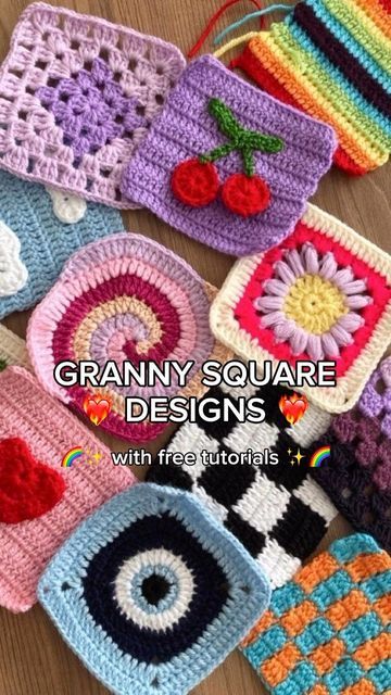 Crochet Checkered Square, Gummy Bear Granny Square Crochet Pattern, Funky Granny Square Patterns, Things To Make For Craft Fairs, Cool Granny Square Crochet Pattern, Amigurumi Gummy Bear, Gen Z Crochet Patterns, Crochet Patterns Granny Square Easy, Pie Granny Square