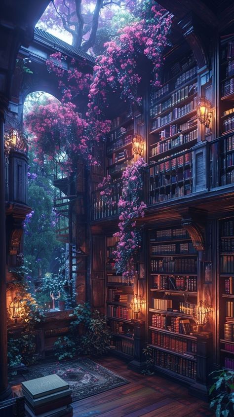 Ipad Wallpaper Fantasy Art, Magic Library Wallpaper, Colorful Fantasy Aesthetic, Fantasy Wallpaper Magic, Library Wallpaper Aesthetic, Fantasy Aesthetic Room, Modern Fantasy World, Fantasy Wallpaper Aesthetic, Cute Ipad Wallpaper Aesthetic