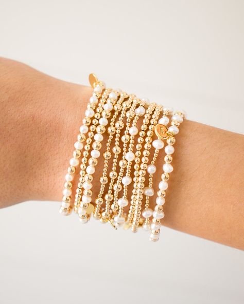 Stacked By MAC Gold Filled Bracelet - 2MM – MAC Collection Women’s Beaded Bracelets, Good Bracelet Stack, Everyday Gold Bracelet Stack, Beaded Gold Bracelet, E Newton Bracelets Stack, Newton Bracelets, E Newton Bracelet Stack, Enewton Stack, Enewton Bracelets Stacks