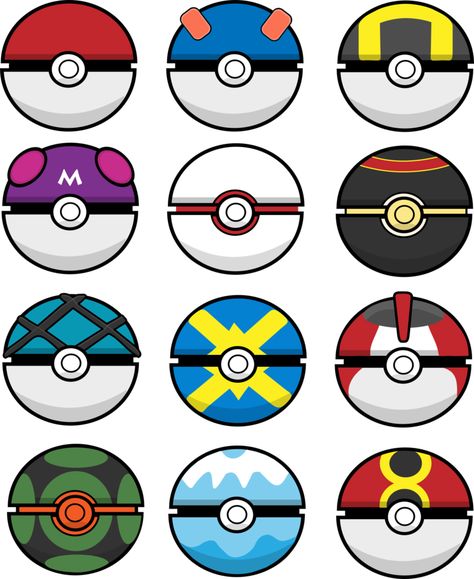 Pokeball Icons, Pokemon Ball Drawing, Pokeball Drawing, Pokeball Pattern, Birthday Pikachu, Pokemon Printables, Pokemon Themed Party, Pokemon Drawing, Pokemon Costumes