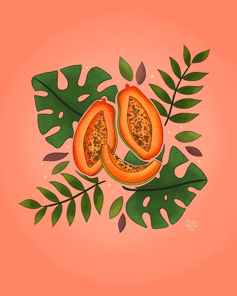 Weave Ideas, Papaya Plant, Papaya Art, Ocean Illustration, Drawing Logo, Reference Board, Prints Fabric, Watercolor Painting Techniques, Food Illustration