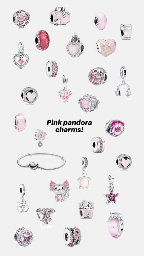 #pandorabracelet #pandora #bracelet #silverheart #silverjewlery #pinkjewlery #silver #pink #fyp Pink Pandora Charms, Pandora Charms Pink, Pandora Bracelet Charms Ideas, Pandora Accessories, Pandora Bracelet Designs, Pandora Jewelry Charms, Pandora Pink, Pandora Necklace, Pink Charm