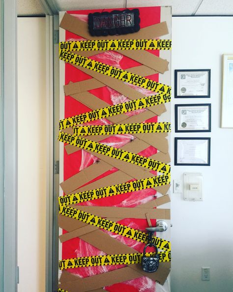 Keep Out Halloween Door, Office Halloween Decorations, Halloween Office, Keep Out, Halloween Door, Halloween Crafts, Halloween Decor, Anger, Halloween Decorations