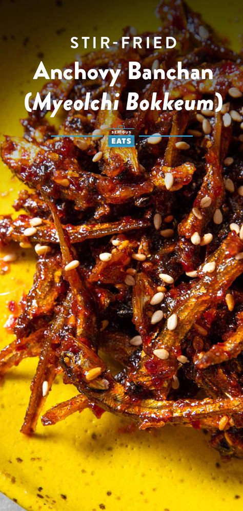 Korean Anchovy Side Dish, Dried Anchovy Recipes, Korean Anchovies Side Dish, Simple Korean Recipes, Banchan Recipes Side Dishes, Korean Banchan Recipes, Korean Party Food, Korean Side Dish Recipes, Dried Anchovies