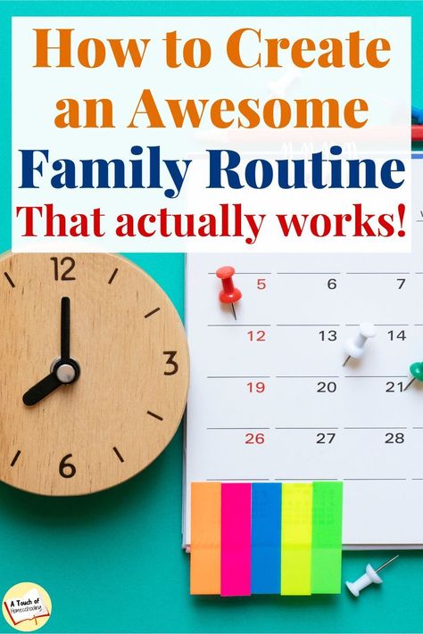 Tips and hacks for families trying to get their life organized with a daily routine or schedule. Daily routines are so helpful for stay-at-home or work-at-home moms and their kids plus anyone who is starting to homeschool. Learn some great ideas on how to create and make a simple and easy family routine and download the FREE printable so you can make your own. #familyroutines #dailyschedules #backtoschool Simple Routine Life, Homeschool Daily Routine, Family Schedule Ideas, Life Schedule Daily Routines, Family Chore Chart Ideas Daily Routines, Evening Routine For Kids, Kids Daily Schedule Printable Free, Stay At Home Mom Schedule School Age, Kids Schedule Chart Daily Routines