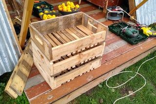 Stackable (Apple) Crates From Used Pallet Wood : 7 Steps (with Pictures) - Instructables Stackable Crates, Router Drill, Diy Apple, Pallet Crates, Build A Frame, Stackable Storage Boxes, Crate Diy, Corrugated Roofing, Apple Crates