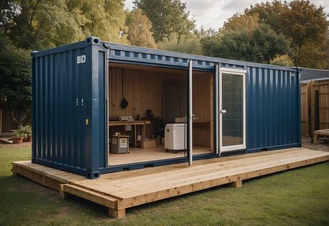 Discover how shipping container extensions provide a cost-effective, quick solution for home expansion, ideal for families and home offices. Shipping Container Fitness Studio, Shipping Container Patio Ideas, Shipping Container Office Design, Shipping Container Extension, Shipping Container Room, Shipping Container Office Ideas, Container Warehouse, Conex Box, Container Studio