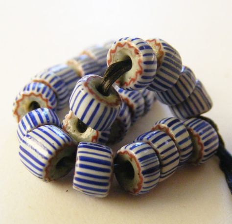 antique chevron beads | ANTIQUE TRADE BEADS 25 blue Venetian striped chevron beads Fimo, African Trade Bead Jewelry, Bead Studio, Fur Trade, Polymer Beads, African Trade Beads, African Beads, Trade Beads, Ceramic Jewelry