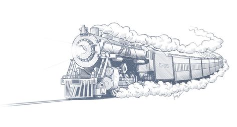 Polar Express by JesseMG on DeviantArt Polar Express Train Drawing, Christmas Train Drawing, Polar Express Drawing, Polar Express Art, Train Sketch, Train Tattoo, Mother Son Tattoos, Train Drawing, Son Tattoo