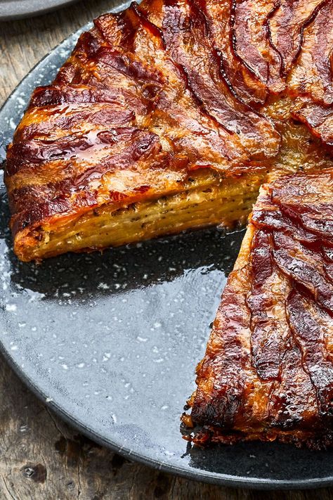 Potato Bacon Cheddar Tart, Potato Comfort Food, Potato Bacon And Cheddar Tart, Potato Rounds With Cheese And Bacon, Bacon And Sausage-stuffed Potato Loaf, Bacon Potato Pie, Bacon Cheese Potatoes Oven, Roast Beef Dinner Side Dishes, Autumn Recipes Dinner Comfort Foods