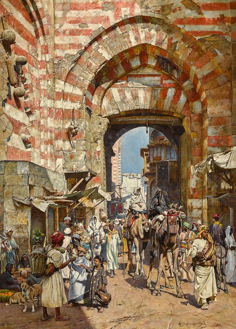 WILLIAM LOGSDAIL | THE GATES OF THE KHALIFA, CAIRO Architecture Antique, Timur Tengah, Seni Arab, Arabian Art, Old Egypt, Art Classique, Islamic Paintings, Arabic Art, Cairo Egypt