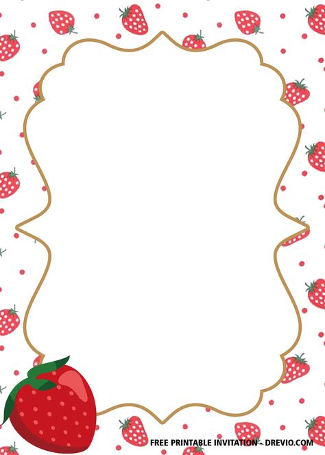 Nice FREE Printable Strawberry Birthday Invitation Templates #free #freeinvitation2019 #birthday #disney #invitations #invitationtemplates Strawberry Birthday Invite, Berry First Birthday Free Printables, Strawberry Printables Free, Printable Strawberry Template, Berry First Birthday Invitation Template, Strawberry Shortcake Invitation Template, Strawberry Border Design, Strawberry Invitation Template, Strawberry Birthday Invitations