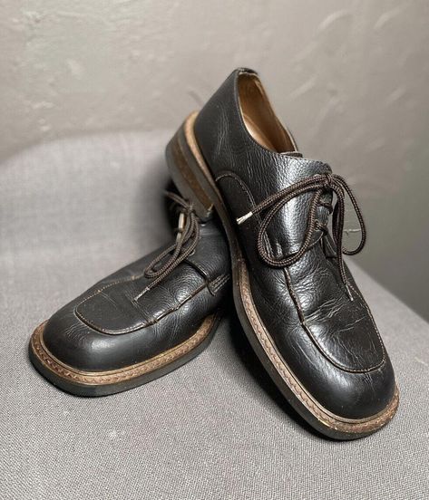 Vintage 1990's Aquatalia lace-up oxfords. Made of high-quality leather. Square toe. US size 9 men's (10.5 women's) or UK size 8, these shoes provide arch support and comfort with their leather insole and Rubber layer on soles. Made in Italy. Measurements taken from outside bottom of shoe. Measures 11.75" heel-toe, 3" at arch, 4.5" at toe, and  1.5" heel.  Please message for any additional details or for help with sizing/fit. Ships in 24 hours (or less) from purchase. Vintage Lace-up Leather Shoes, 70s Mens Shoes, Classic Oxford Lace-up Dress Shoes, 80s Shoes 1980s Style, Vintage Oxford Lace-up Leather Shoes, Vintage Leather Lace-up Oxfords, 1990s Shoes, Black Vintage Oxford Lace-up Shoes, Vintage Shoes Men