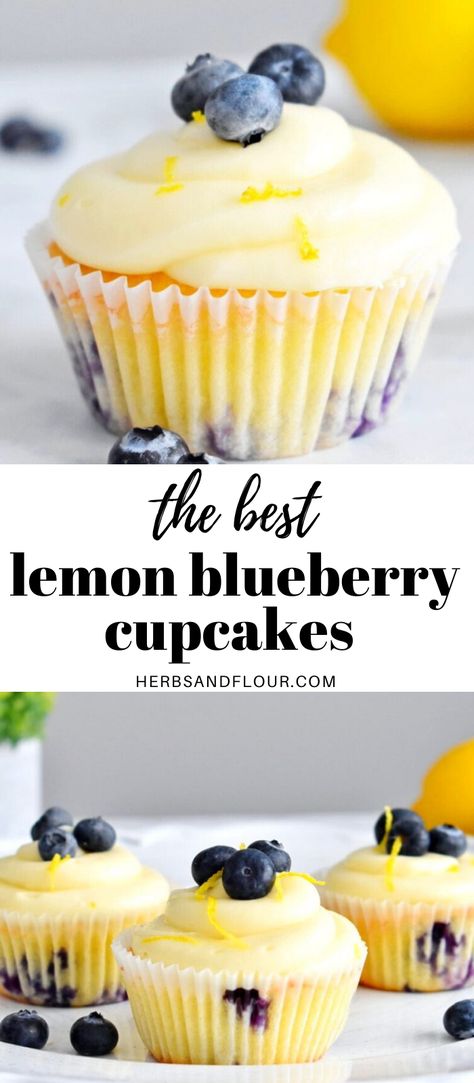 Blueberries Cupcakes, Blueberry Cupcakes Recipe, Lemon Blueberry Cupcakes, Blueberry Cupcakes, Dessert Parfait, Lemon Cream Cheese Frosting, Lemon Cream Cheese, Lemon Frosting, Cupcakes With Cream Cheese Frosting